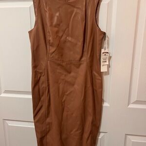 Calvin Klein Tan Sleeveless Midi Dress